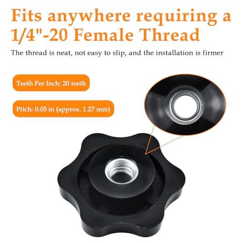 Aifeier ET 4 Pcs 1/4"-20 Inch Knob Black Nylon Screw-On Type Thru - size: 4 pcs 1/4"-20