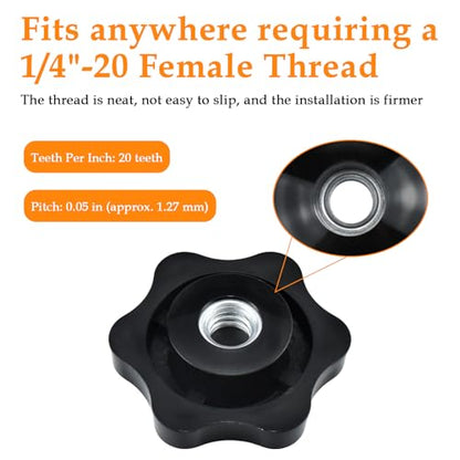 Aifeier ET 4 Pcs 1/4"-20 Inch Knob Black Nylon Screw-On Type Thru - size: 4 pcs 1/4"-20
