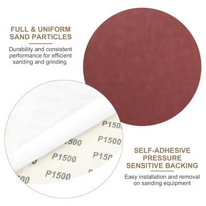 uxcell 12pcs 10-Inch PSA Sanding Discs, 1500 Grits Aluminum Oxide Self Adhesive Stick Back Sandpapers, No-Hole Round Wet/Dry Sander Papers, Sand Auto Car Paint, Wood, Metal - size: 1500 Grits