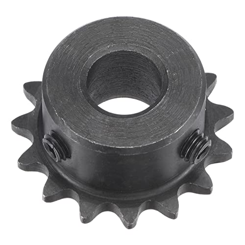 uxcell 15 Tooth Roller Sprocket B Type, #25 Chain, Single Strand 1/4" Pitch, 10mm Bore Black Oxide C45 Carbon Steel with Set Screws for ISO 04C - size: 10mm