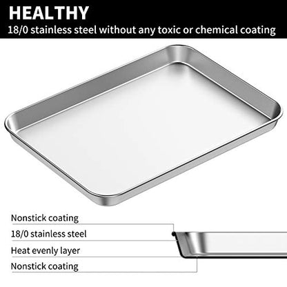 Baking Sheet Set of 2, Bastwe 18 inch Commercial Grade Stainless Steel Baking Pan, Professional Bakeware Oven Tray, Healthy & Non-toxic, Rust Free & Mirror Finish, Easy Clean & Dishwasher Safe - size: 18 inch