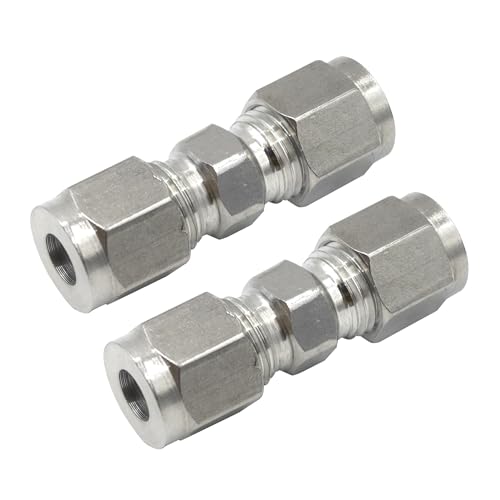 Stainless Steel 304 Compression Union 3/8" OD x 3/8" OD Fitting 2pc - size: 9.5 mm OD