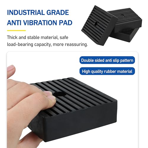 Heavy Duty Solid Rubber Shock Pads 4"x4"x1.2" (3 Pack)