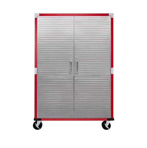 Heavy-Duty Storage Cabinet with Roller Doors, Rolling Casters (Red, 48" W x 18" D x 72" H) - color: Red, size: 48" W x 18" D x 72" H