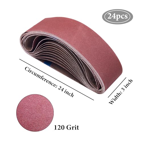 3x24 Inch Sanding Belts 120 Grit, 24 Pack - color: 120 Grit, size: 3x24in