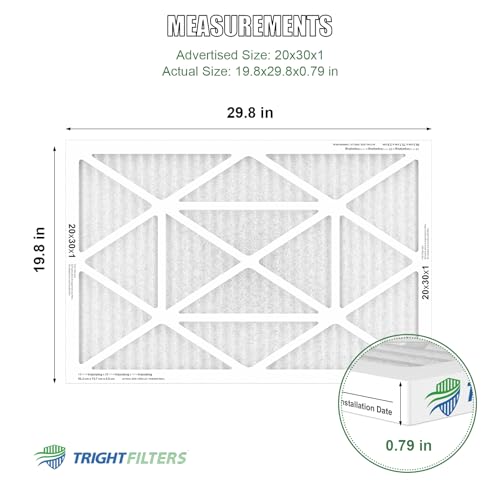 TRIGHTFILTERS 20x30x1 Air Filter 4 Pack, MERV 8 Pleated HVAC Furnace Filter - size: 20x30x1