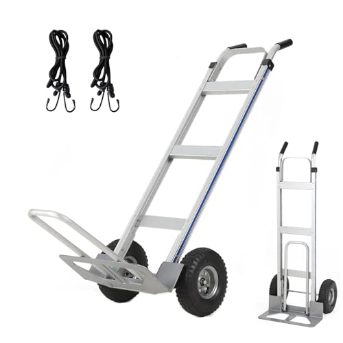 Aluminum Hand Truck Dolly Cart,600 LBS Capacity, with Extendable Base Plate - color: Hand Truck -600 Lbs