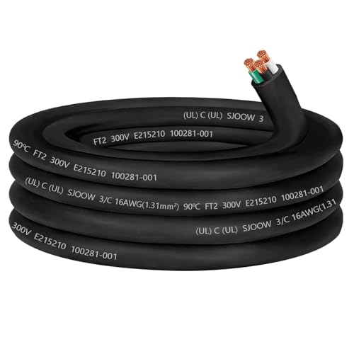 25ft SJOOW 16/3 Wire SJOOW Portable Power Cable,16 Gauge 3 Conductor Wire - size: 25 FT, style: 16AWG(3-Conductor)