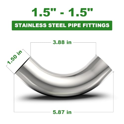 TAISHER 1PCS 304 Stainless Steel 1.5" 90 Degree Mandrel Bend Elbow, for Stair Handrail etc. - size: 1.5"