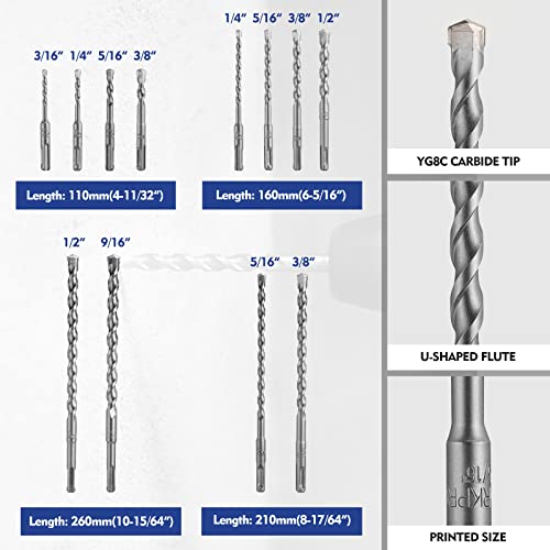 WORKPRO 17-Piece SDS-Plus Rotary Hammer Drill Bit & Chisel Set - size: 17-Piece