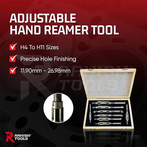 Adjustable Hand Reamer H4-H11 for Metal & Wood Repairs, 15/32" to 1-1/16" - size: H4 to H11 - 8Pcs