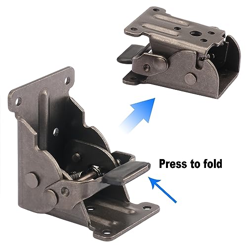 8 Pack Folding Leg Brackets, Folding Table Leg Bracket, Self-Locking Hinge, Foldable Support Bracket with Screws for DIY Tables, Beds, Folding Workbenches, by GENHAKON - size: 8 Packs