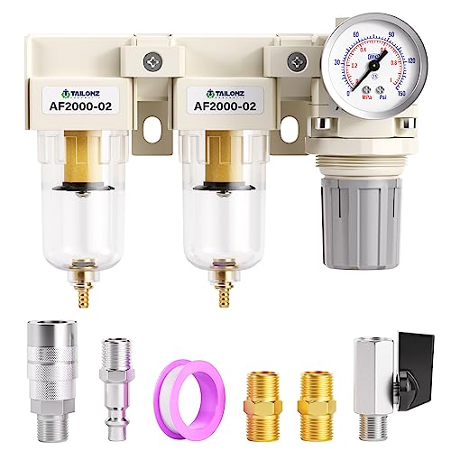 TAILONZ 1/4"NPT 3-in-1 Filter Regulator (AF2000+AF2000+AR2000) - color: Double Filter+Regulator, size: 1/4"NPT