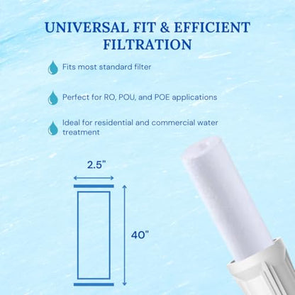 Baleen Filters 40" x 2.5" 5 Micron Depth Sediment Filter Cartridge Replacement for HDX SBC-25-4005, Shelco MB5-40, Pentek PD-5-40 (20 Pack)