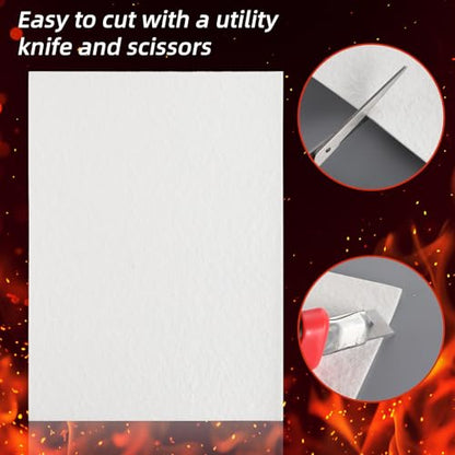 4 Piece High Temperature Gasket Paper Material 7"x10"x1/8" Thick Ceramic Fiber Gasket Paper High Temperature Fireproof Insulation Sheet for Wood Stove Pellet Stove Boiler Kiln Furnace Forge DIY Cut