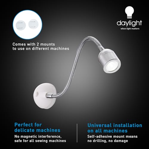 Daylight Company Sewing Machine Lamp, Professional Led Light, Fits Most Machines, Bright Led Lamp, Chrome,3.5*2.3*25cm [Energy Class A+]