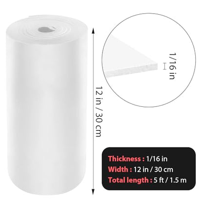 Self Adhesive Foam Rubber Sheets Sponge Neoprene with Adhesive Closed Cell Neoprene Rubber Roll Foam Padding for Shock Pad, DIY, Crafts (White, 12 Inch x 59 Inch x 1/16 Inch) - color: White, size: 12 Inch x 59 Inch x 1/16 Inch