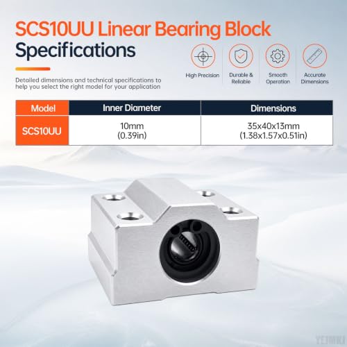4PCS SCS10UUU Linear Bearing Block Linear Ball Bearing Pillow Block