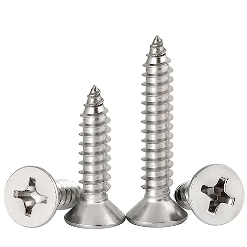 #8 x 1-1/4" Flat Head Sheet Metal Screws Phillips Drive Wood Screws, 304 Stainless Steel 18-8, Pack of 100 - color: Silver, size: #8 x 1-1/4"