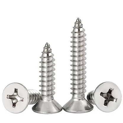 #8 x 2 Flat Head Sheet Metal Screws Phillips Drive Wood Screws, 304 Stainless Steel 18-8, Pack of 50 - color: Silver, size: #8 x 2"
