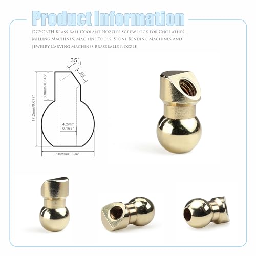 10 PCS M5 10MM Brass Ball Coolant Nozzles Screw Lock for Cnc Lathes, Milling Machines, Machine Tools, Stone Bending Machines And Jewelry Carving Machines Brass Ball Coolant Nozzles - style: HTTQ-10MM-M6