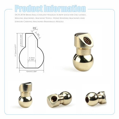 10 PCS M5 10MM Brass Ball Coolant Nozzles Screw Lock for Cnc Lathes, Milling Machines, Machine Tools, Stone Bending Machines And Jewelry Carving Machines Brass Ball Coolant Nozzles - style: HTTQ-10MM-M6