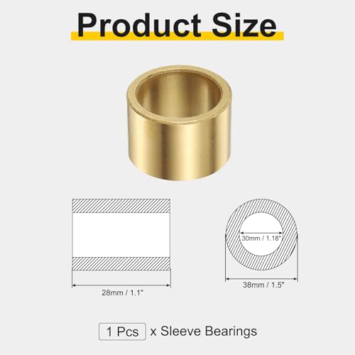 uxcell Sleeve Bearings, 30mm Bore x 38mm OD x 28mm Length - size: 30x38x28mm