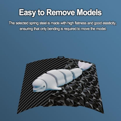 280x280mm PET PEO Double Side Build Plate for Qidi Q2, Smooth Diamond PEO+Carbon Fiber PET Spring Steel Sheet Heat Bed with Strong Adhesion & Easy Part Removal - size: 280x280mm