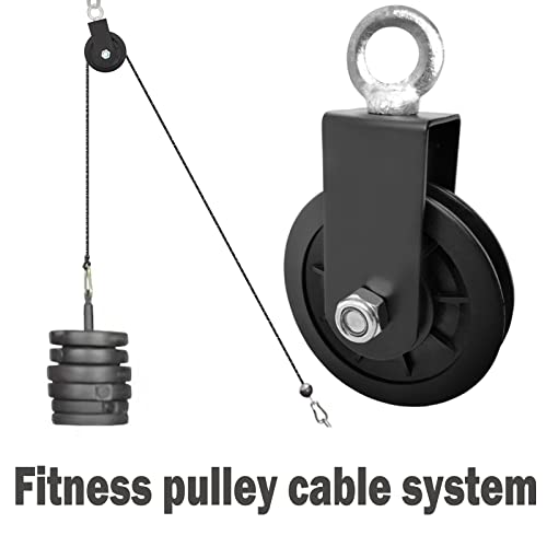 4Pcs 90mm Gym Cable Pulley Wheel Silent Weight Pulleys with Strap Carabiner