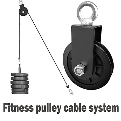 4Pcs 90mm Gym Cable Pulley Wheel Silent Weight Pulleys with Strap Carabiner