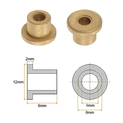 HARFINGTON 8pcs Flange Bearing Sleeve 4mmBore,8mmOD,8mm L,Bronze Bushing - size: 4mm x 8mm x 8mm