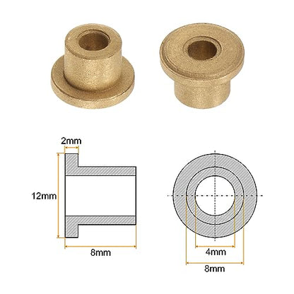 HARFINGTON 8pcs Flange Bearing Sleeve 4mmBore,8mmOD,8mm L,Bronze Bushing - size: 4mm x 8mm x 8mm