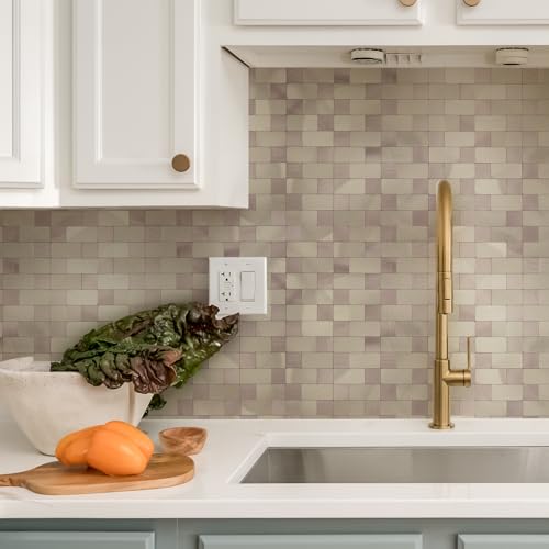 Yipscazo Peel and Stick Backsplash Tile, Stick on Stainless Steel Backsplash Metal Tiles for Kitchen Walls in Champagne Gold (12''x12'',10 Sheets) - color: Champagne Gold