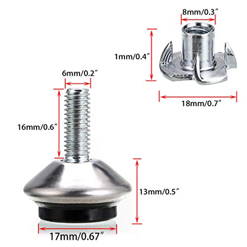 OwnMy M6 Adjustable Swivel Leveling Feet 12PCS Metal Adjustable Table Feet