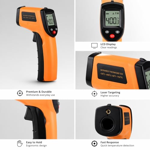 Air Temperature Gun, Non-Contact Infrared Thermometer -58~752F, Laser Type