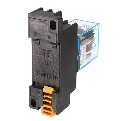 uxcell a13060500ux0313 AC 12V Coil 8 Pin 8 Pin 10A LY2J DIN Rail Electromagnetic Power Relay with Base, Black