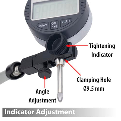Clockwise Tools Digital Indicator with Magnetic Base Holder Stand, DIBR-0105 0-1 Inch/25.4mm, Inch/Metric Conversion, Auto Off - style: DIGR0105; 0-1"/25.4mm with Magnetic Base