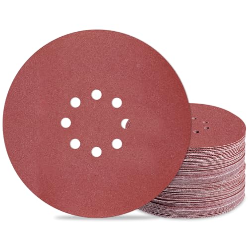 9 inch Sanding Discs 180 Grit 8 Holes Hook and Loop Sandpaper for Drywall Sander 60Pack - style: 180 Grit
