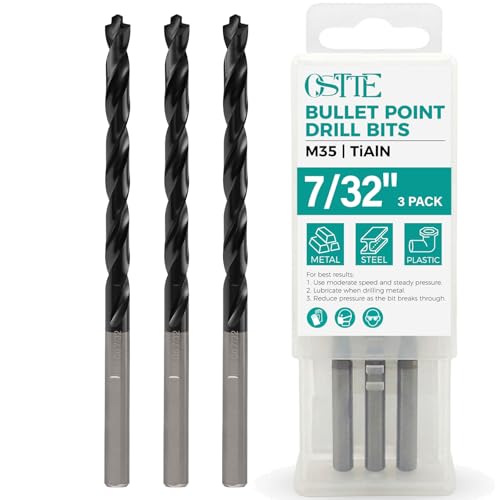 3Pcs 7/32" M35 Cobalt Pro Drill Bit Set, TiAlN with Bullet Point Tip - size: 7/32"(3 Piece)