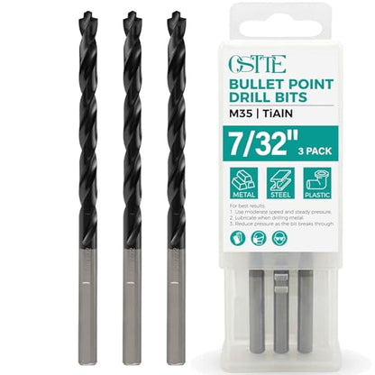 3Pcs 7/32" M35 Cobalt Pro Drill Bit Set, TiAlN with Bullet Point Tip - size: 7/32"(3 Piece)