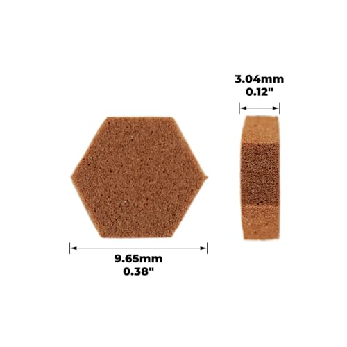 SoftTouch 3/8" Hexagon Self-Stick Noise Dampening Foam Cabinet Bumpers, 12 Pack, Tan, 12 Piece