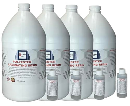 Polymer World- Premium Grade Polyester Resin 4 Gallon Kit with MEKP for Boats, Cars, Surfboard, RV's, Pools,Canoes, Jetskis, Watercrafts (1, 4 Gallons) - size: 4 Gallons