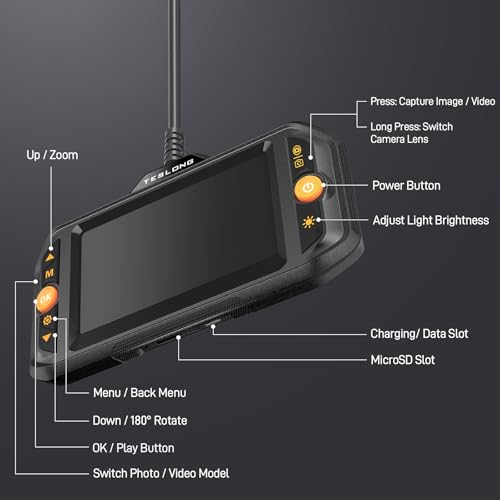 Teslong Dual Lens Borescope with Light for Automotive Mechanic Wall Vent