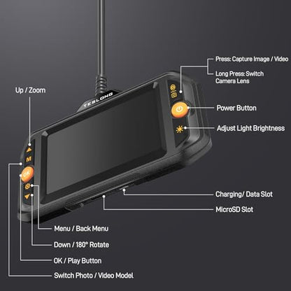 Teslong Dual Lens Borescope with Light for Automotive Mechanic Wall Vent