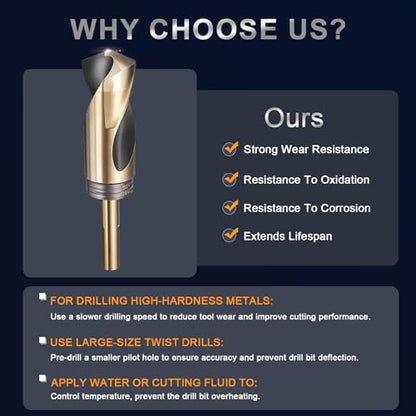 uxcell 29/64" Drill Bit 3/8" Reduced Shank 3-Flat M35 5% Cobalt HSS - size: 29/64" with 3/8" Shank