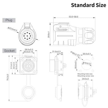 CNLINKO LP-16 IP68 Industrial Waterproof Connector Quick Plug Circular Connector PBT Plastic Shell Aviation Connector M16 2-9 Pin Flange Socket (9 Pin) - size: 9 Pin, style: 4-Hole Set/Plug without Cable