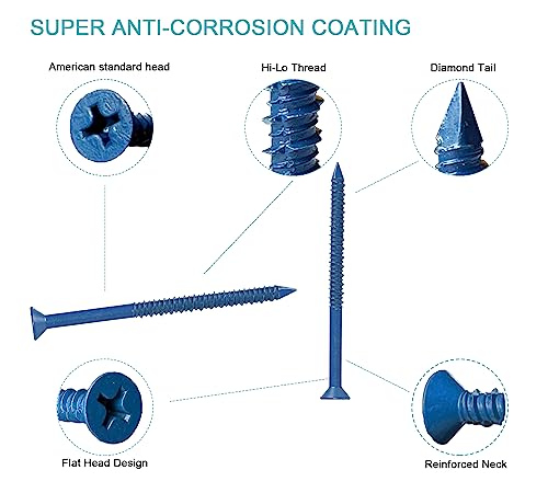 1/4 x 3-3/4" Flat Head Concrete Screw Anchor, for Anchoring to Masonry, Block or Brick (100Pcs) - size: 1/4 x 3-3/4", style: Flat Head