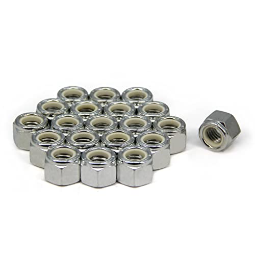 1/2"-13 Nylon Insert Hex Lock Nuts,Carbon Steel White Zinc Plated, Hex Lock Nut Silver Self-Locking Nylock Locknuts, 20pcs/Pack (1/2"-13-20pcs) - size: 1/2"-13-20pcs