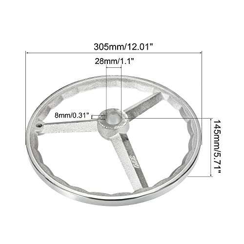 PATIKIL 305mm/12 Inch Diameter Rotary Handwheel, Cast Iron Chrome Plated