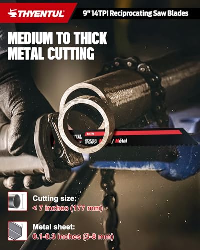 10 Pack 9 Inch 14TPI Reciprocating Saw Blades,M42 Teeth with 8% Cobalt Bi-Metal Sawzall Blades,for Pipe, Sheet Metal, Steel Demolition and PVC Pipe